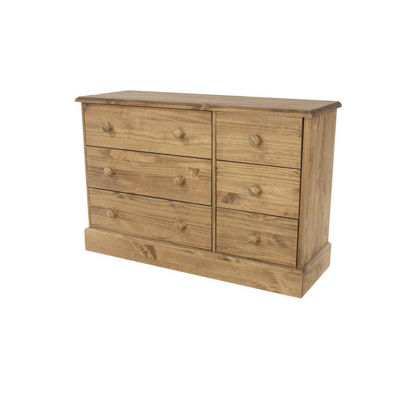 Pursley 6 Drawer wide Chest of Drawers, Solid Pine, Country Farmhouse Design