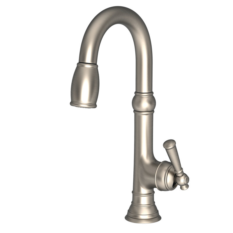 Jacobean Single Handle Pull Down Bar Faucet, Antique Nickel