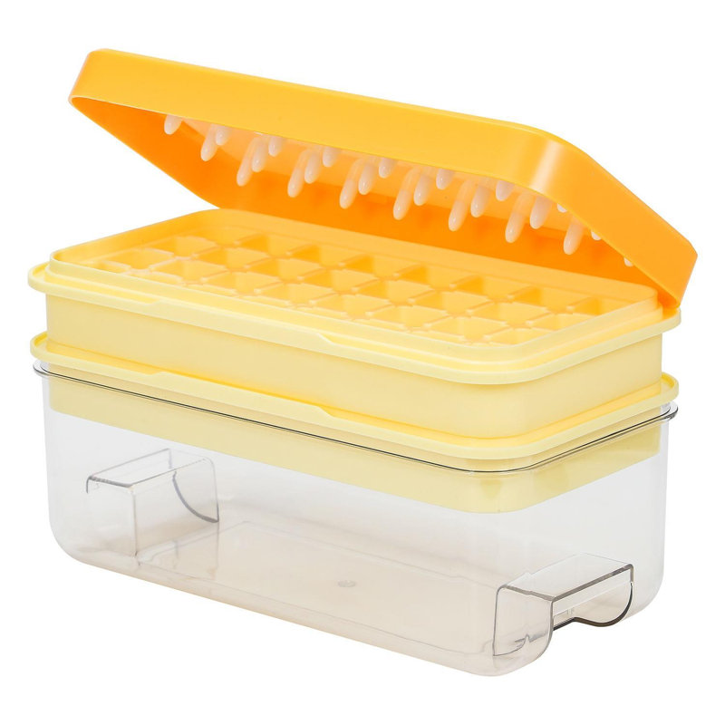 Ice Cube Tray - Cube Ice – Ice Trays With Lid & Bin For Freezer - Mini Ice Cube Maker - 64Pcs – Easy Ice Cube Removal - High-Grade, BPA-Free Silicone -  2 Trays 1 Ice Bucket & Scoop  (Blue)