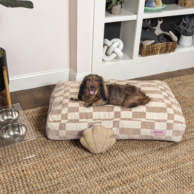 Medium Beige and Cream Polyester Bolster Pet Bed
