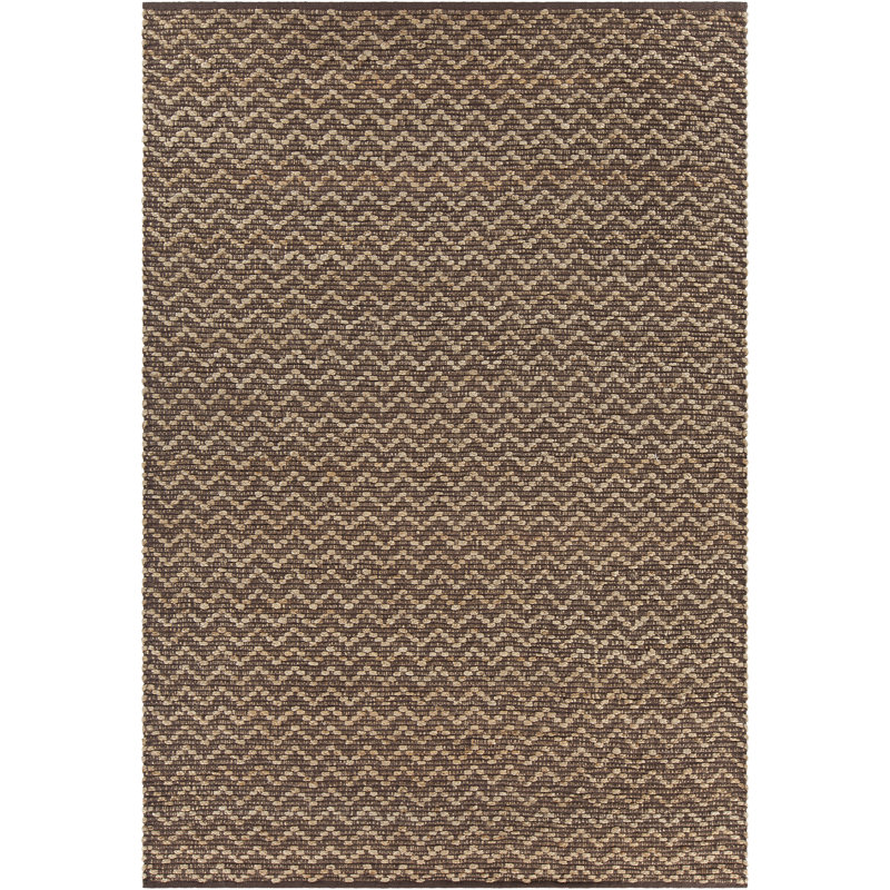 Grecco Hand Loomed Chevron Area Rug in Brown/Tan, Rectangle 7'9" x 10'6"