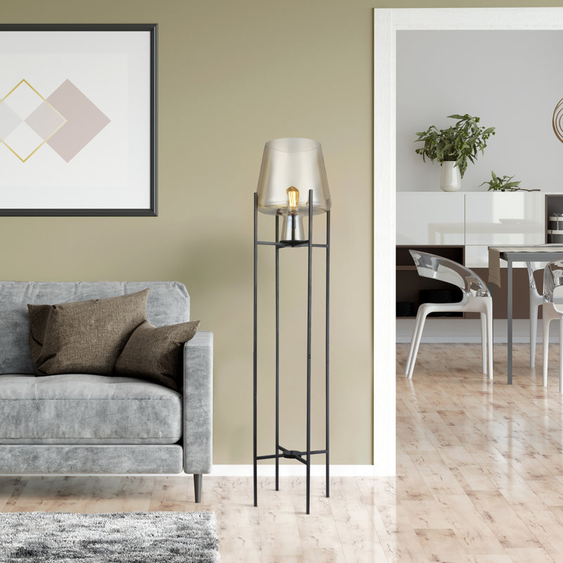Lampe sur pied moderne 61 "H Nadia, Noir, Champagne