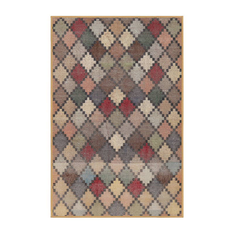 Tapis gris / brun / beige à motif géométrique Vanhook, Rectangle 5 pi x 7 pi