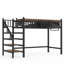 Lit mezzanine simple en métal noir avec escalier de rangement et tablettes, structure de lit mezzanine avec bibliothèque-847370107