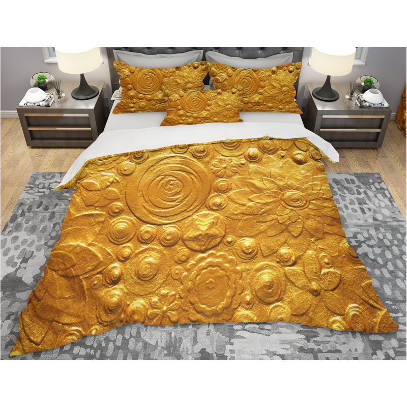 Ensemble de housse de couette designart fleurs, Housse de couette grand + 2 taies décoratives