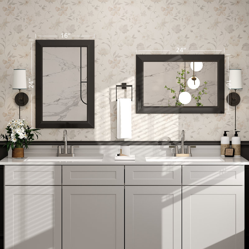 Miroir de meuble-lavabo mural Molly, 24 po x 16 po, Noir