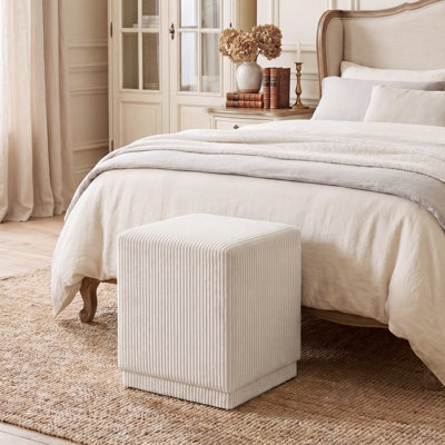 14" Corduroy Upholstered Footstool Ottoman For Living Room