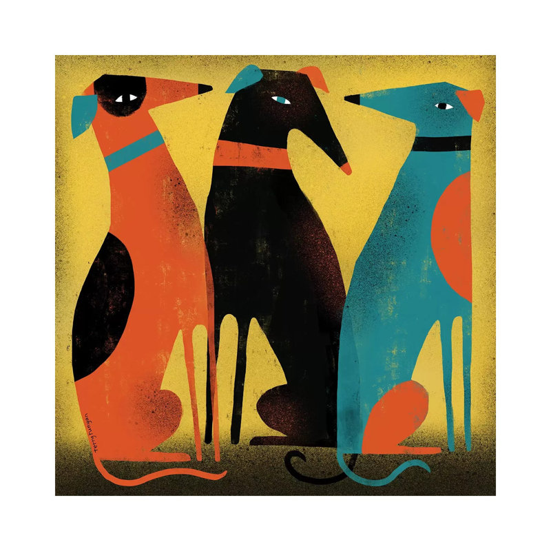Greyhounds by Terry Runyan - Wrapped Canvas Giclee Art Print, 93.98 cm H x 93.98 cm W x 3.175 cm D