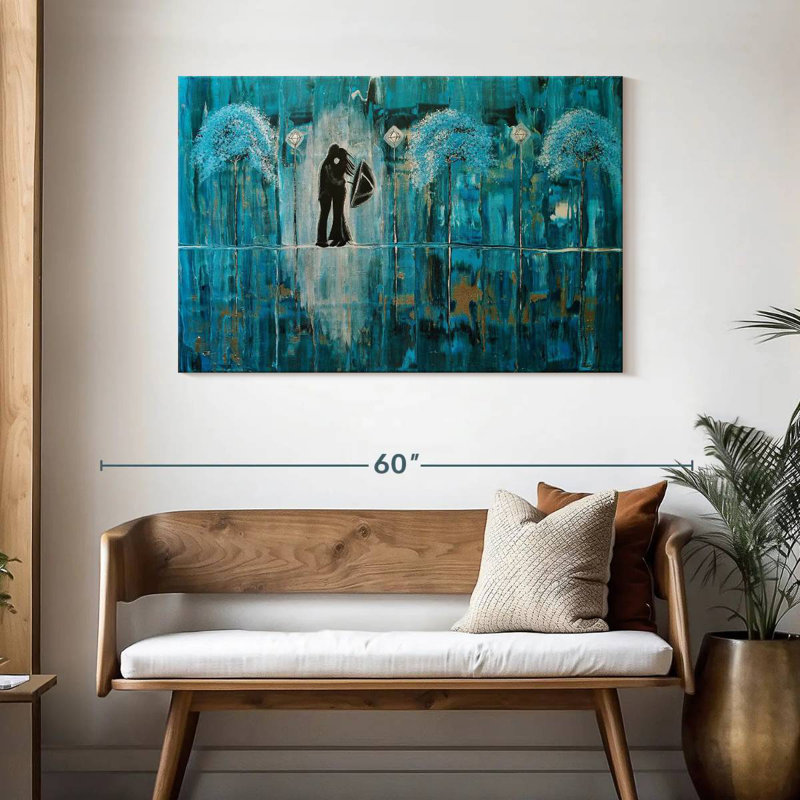 Hardie turquoise, pluie et romance, H 30 po x l 45 po