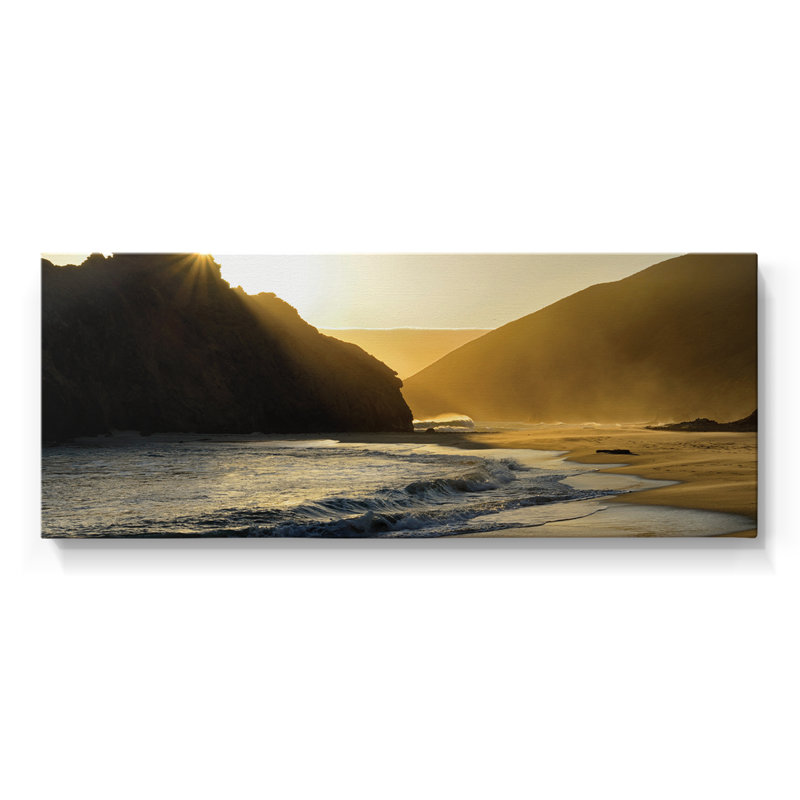Coucher de soleil à Big Sur - Toile tendue avec châssis - Prêt à accrocher, H 20 po x l 50 po