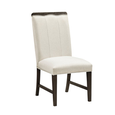 Contemporary Dining Side Chair Of 2, Beige Upholstered, Brown Wire - Brushed Plywood, 17" Seat Depth 2 Piece For Room, Finished Plywood Frame,