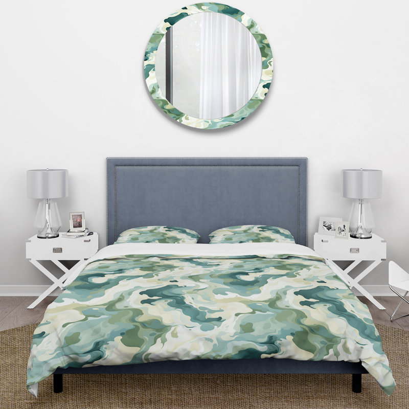 Ensemble de housse de couette Green Celestial Aura Camouflage III, Housse de couette pour très grand lit et 2 très