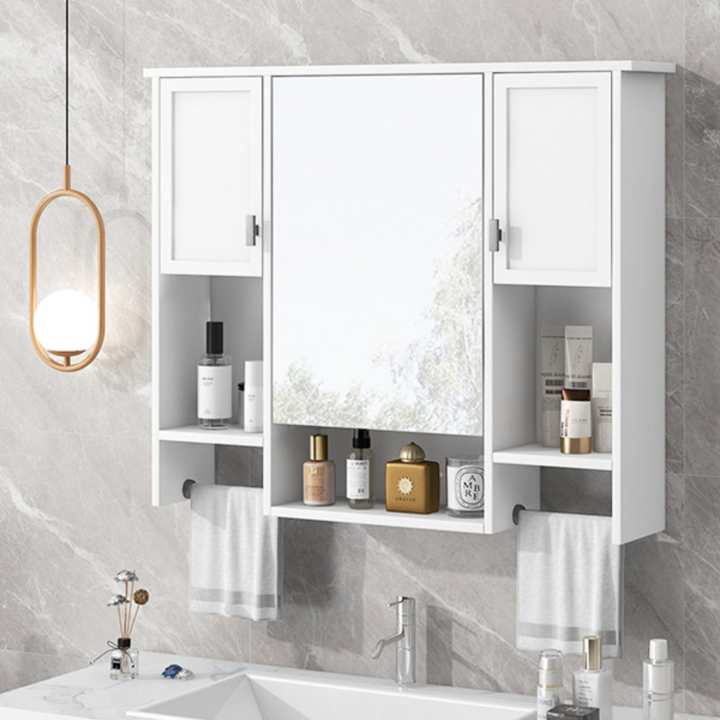Armoire de rangement murale moderne, armoire de salle de bain murale avec miroir, armoire à pharmacie avec porte-serviettes (armoire)