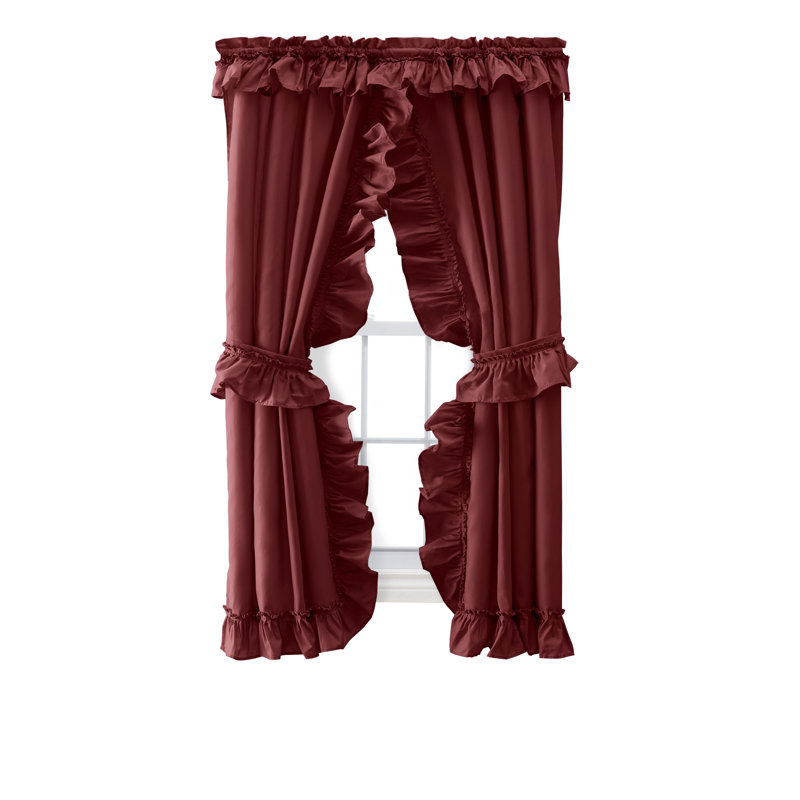 Ellis Cotton Blend Semi Sheer Curtain Pair, Merlot, 27" W x 63" L