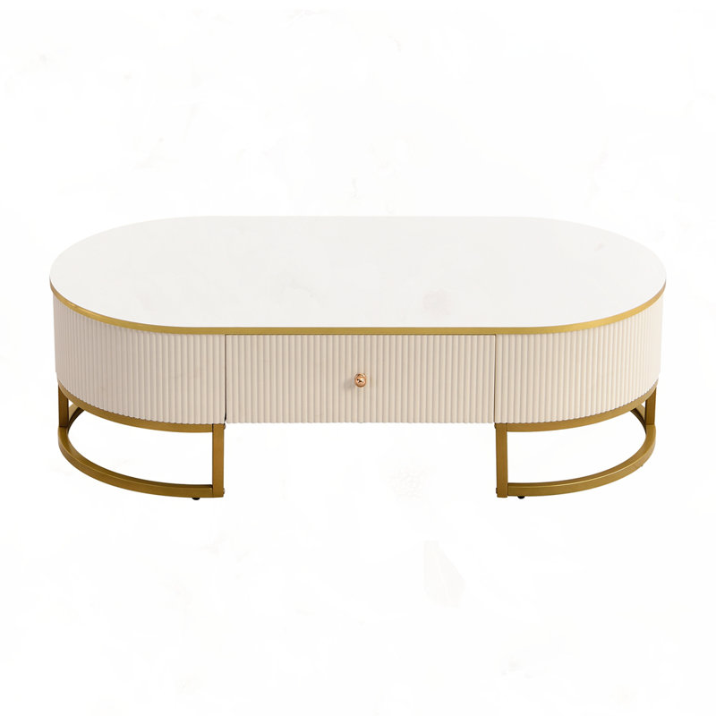 Table basse moderne ovale avec tiroirs
