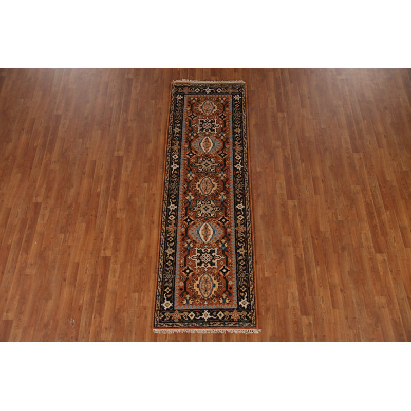 Tapis de couloir indien orange 3x8
