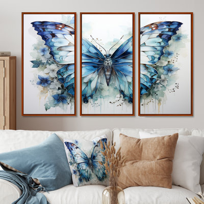 Papillon, aquarelle, ailes I - ensemble de salon avec art animalier papillon
