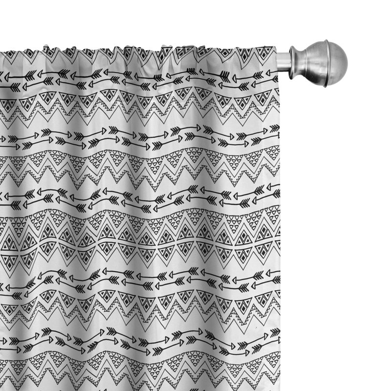 Tribal Chevron Semi-Sheer Rod Pocket Curtain Panels, 28" x 63"