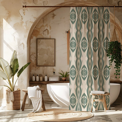 Geometric Diamond Shower Curtain – Modern Tribal Pattern For Minimalist & Boho Bathroom Décor