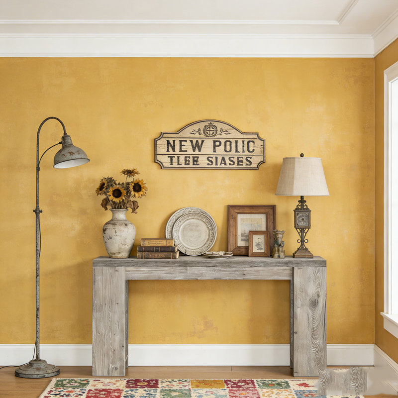 Farmhouse Wood Sofa Table Entryway Table, Gray