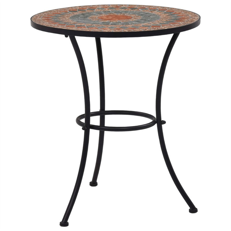 Mosaic Bistro Table Orange/Grey 60Cm Ceramic