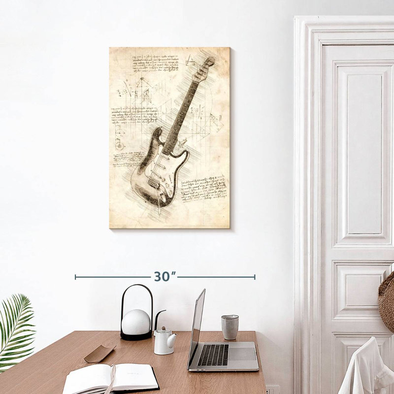 Abarca Electric Guitar Blueprint, 30" H x 20" W