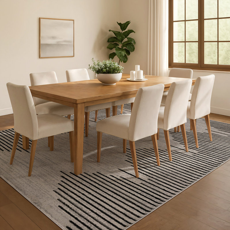 Tapis crème / noir Damarcus, Rectangle 7 pi 10 po x 10 pi, Cream