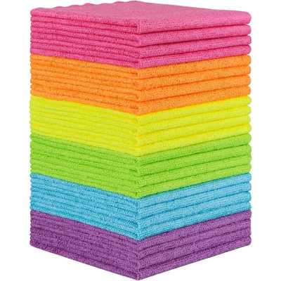 24-Pack Microfiber Cleaning Cloths – Ultra Soft, Highly Absorbent, Lint-Free Reusable Towels for Home, Kitchen & Car Care