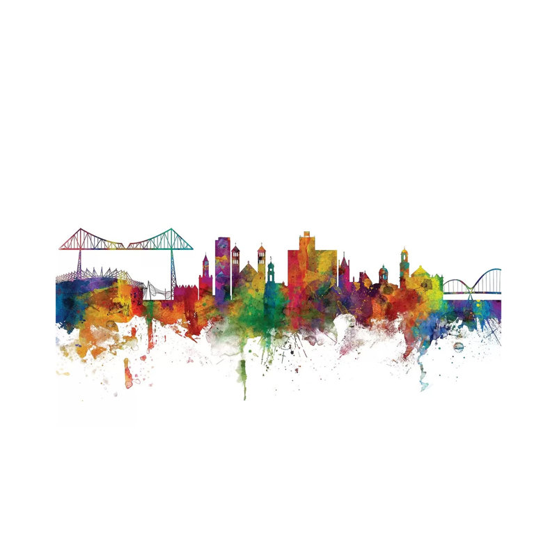 Middlesbrough, England Skyline by Michael Tompsett - Wrapped Canvas Gallery-Wrapped Canvas Giclée, 20.32 cm H x 30.48 cm W