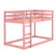 Lit mezzanine simple rose en bois massif - Structure à 13 lattes pour le soutien du matelas et la circulation de l'air avec protection de montée intégrée, système robuste en bois, durabilité, passage