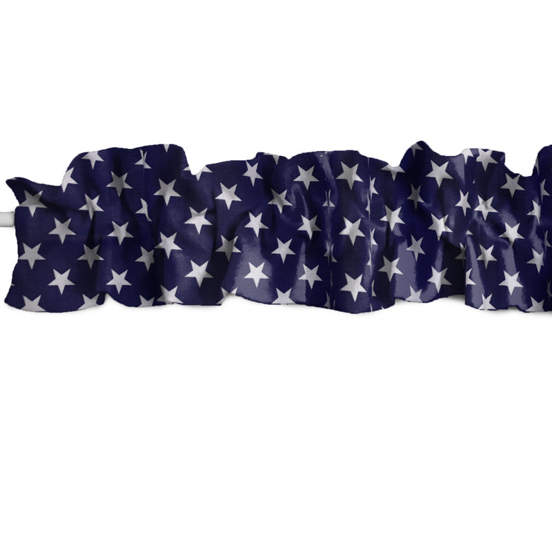 Cantonnière à motif d'étoiles, L 120 po x L 9 po, Marine