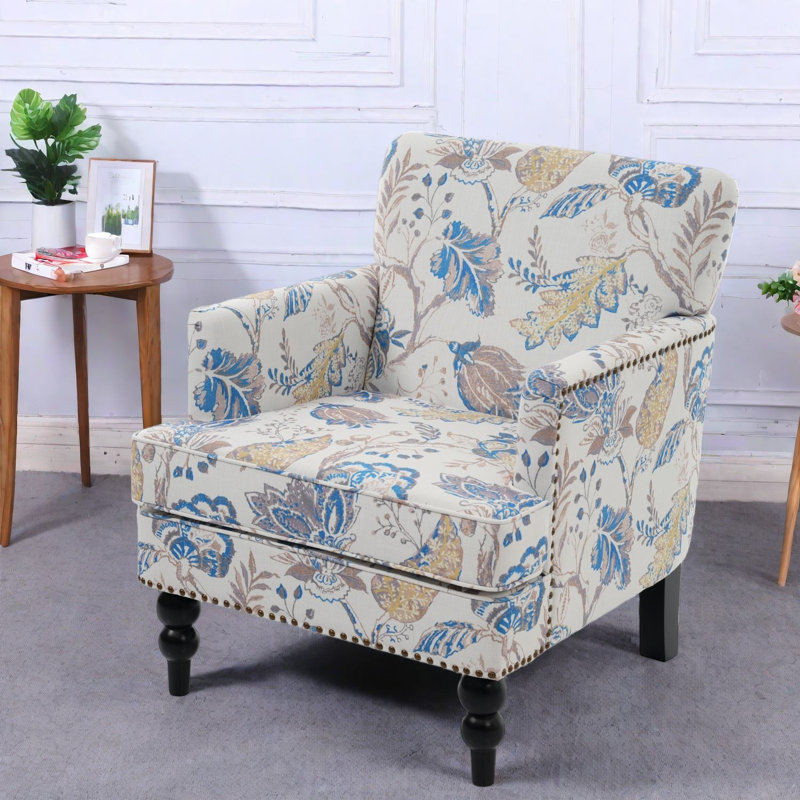 Chaise d'appoint moderne capitonnée, mélange de bois de polyester, salon à la maison