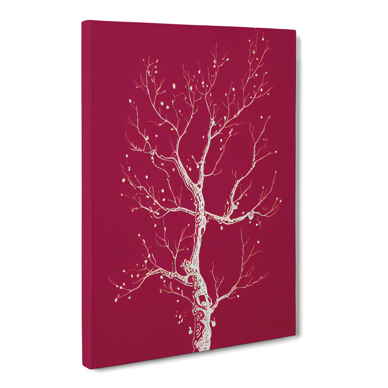 Beaucet Plum Tree Retro Style - Wrapped Canvas, 50cm H x 35cm W x 3cm D