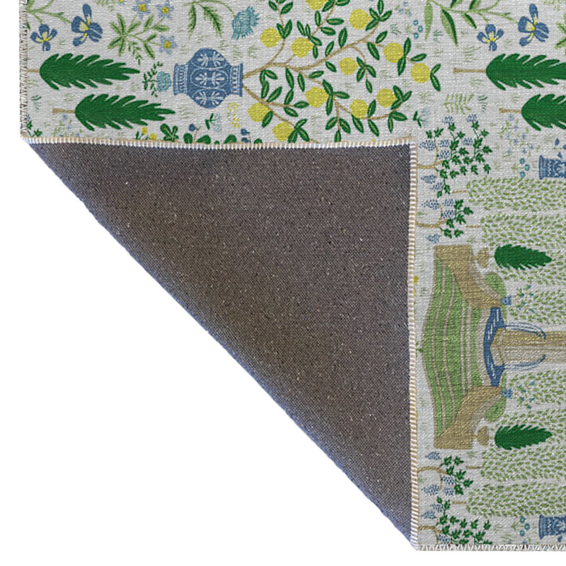 Tapis décoratif moderne multicolore à motif de jardin et de citronnier aux tons clairs, Rectangle 5 pi 1 po x 7 pi 7 po