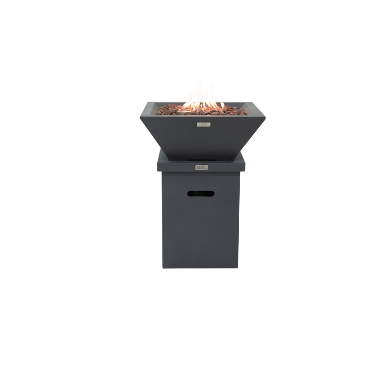 Rockland 27" Square Fire Bowl with Pedestal Base, Propane, Dark Gray
