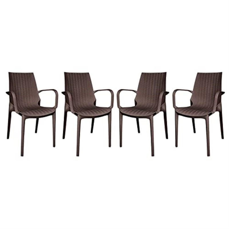 Chaise de patio d'extérieur Hokku Designs Audra, Brun, Ensemble de 4