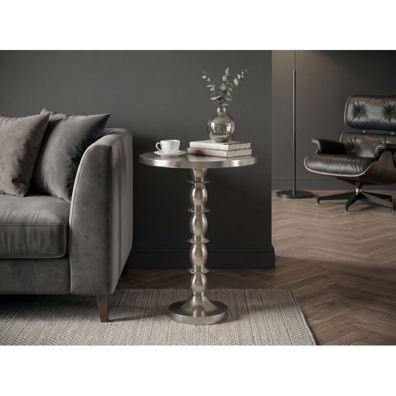 Silver Raw Finish Aluminium Side Table, Silver