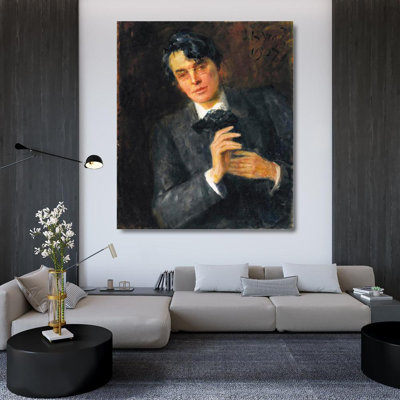 "Portrait of William Butler Yeats" by  John Butler Yeats - Gallery Wrap Canvas Wall Art