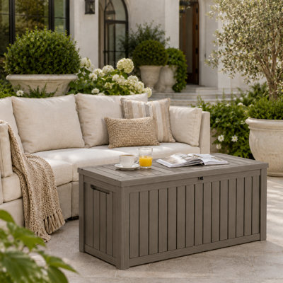 150 Gallon Durable Resin Outdoor Storage and Organization Deck Box Ideal For Garden Patio Furniture and Supplies