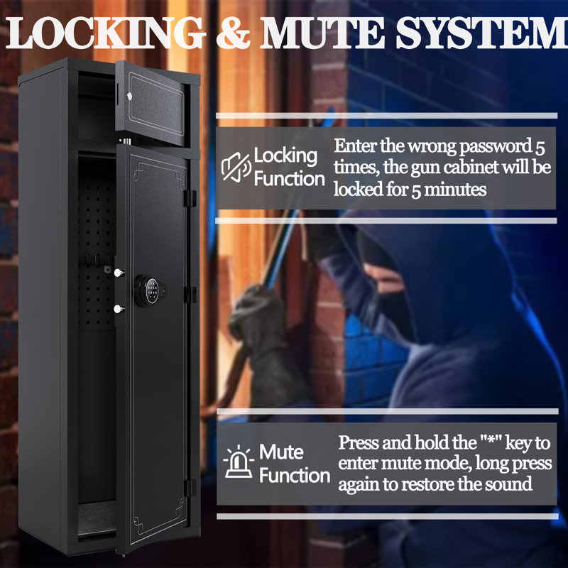 KAER 10-12 Gun Safe Gun Safes for Home Rifles and Pistols Gun Safes & Cabinets Large Rifle Safe Quick Access Gun Cabinets with Digital Keypad and 3 Adjustable Pistol Rack   
