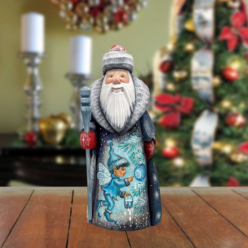 Figurine chef-d'œuvre d'elfe d'hiver en bois sculpté