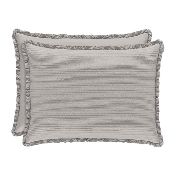 Stone Grey Euro Sham with Self Ruffle  Handcrafted by