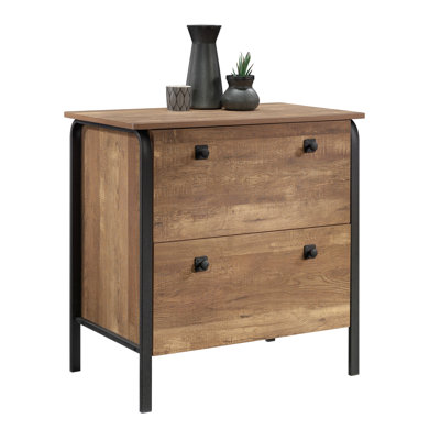 Lateral File In Finish, Bold Design With Soft Curves, Smooth Drawers For Letter And Legal Files, Suitable Home Office, Living Room Or Study, Brown Textured Finish Metal Frame, Interlock, Compact