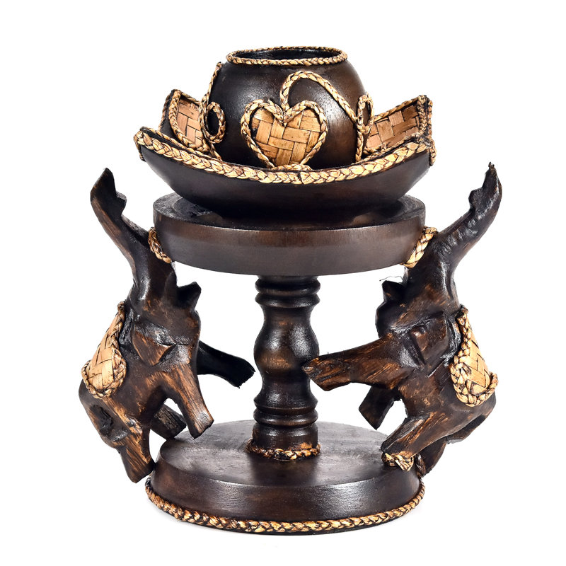 7'' H Wood Tabletop Tealight Holder