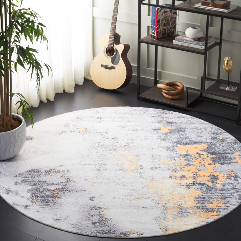 Josalina Monica Performance Machine Washable Abstract Rug, Round 6'