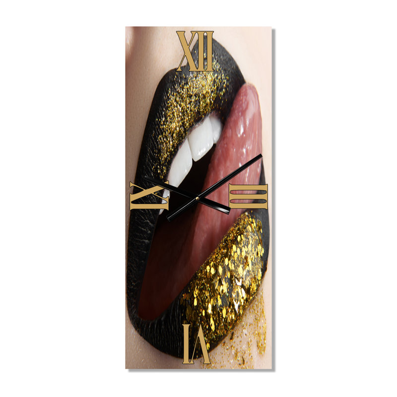 Horloge murale à lèvres et paillettes, Petit