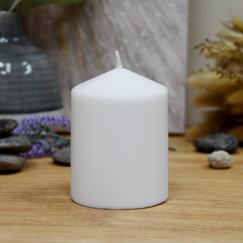Ensemble de 3 bougies colonne non parfumées 3 pièces, Blanc, H 4 po x l 3 po x P 3 po