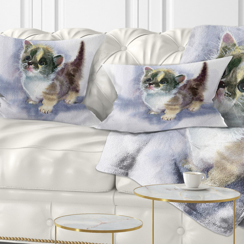 Coussin lombaire en aquarelle animal jolie chat