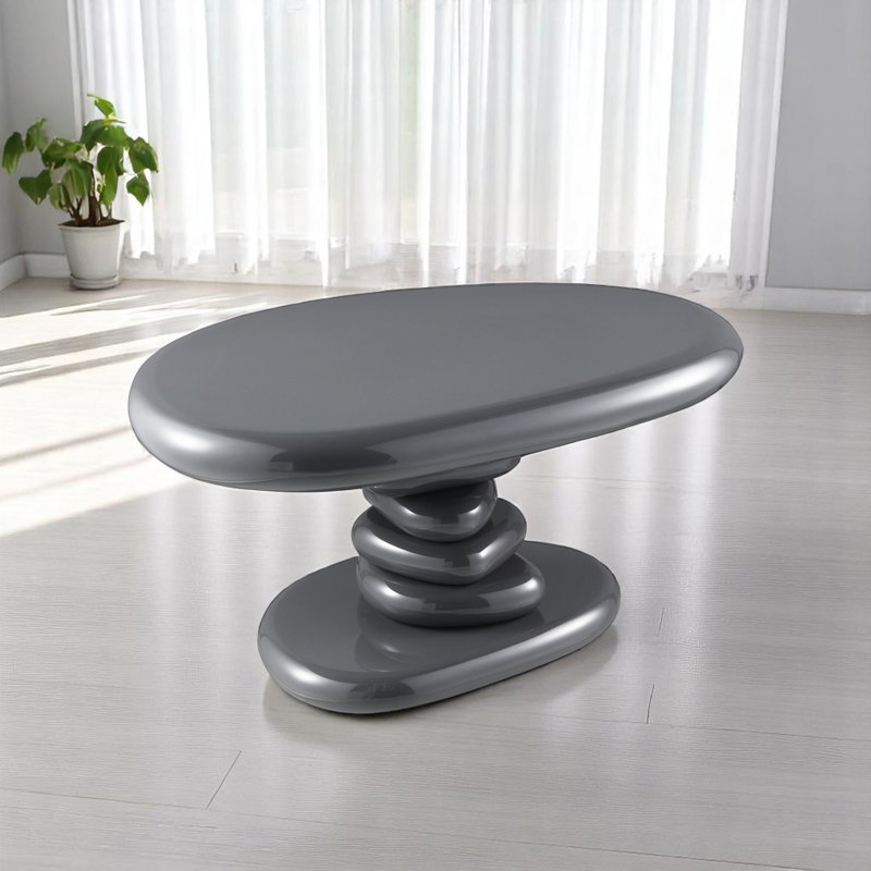 Charlene Gray High Gloss End Table, 15" H x 30" L x 21" W