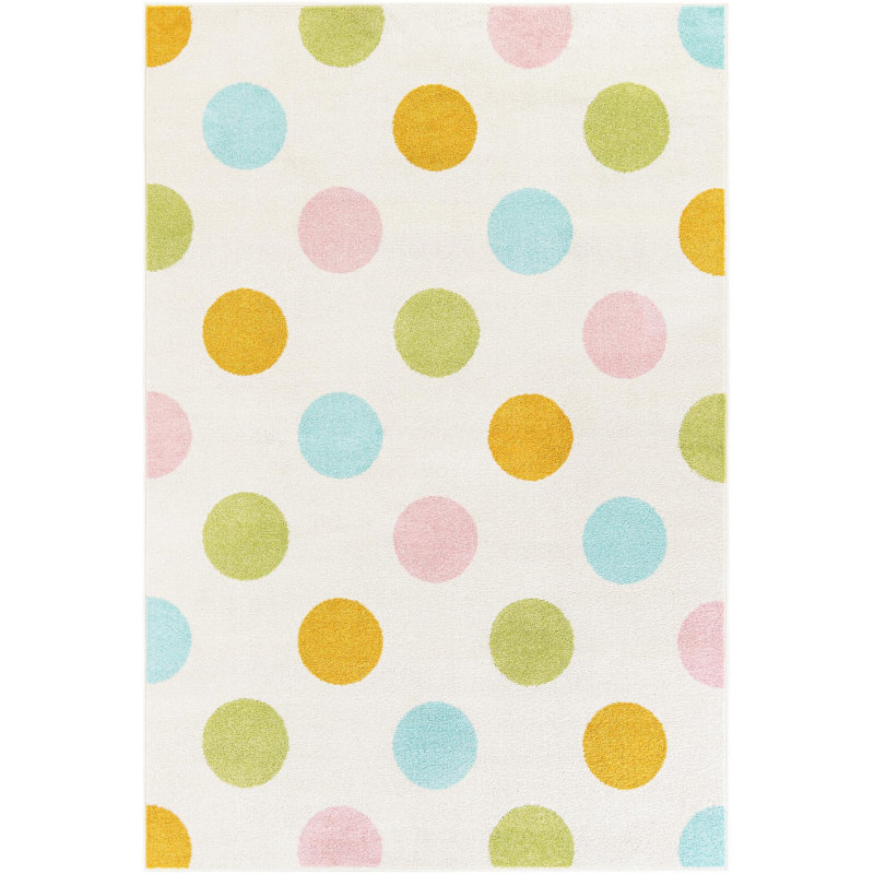  Polka Dots Whimsy Kids Rug, Rectangle 5'1" x 8'
